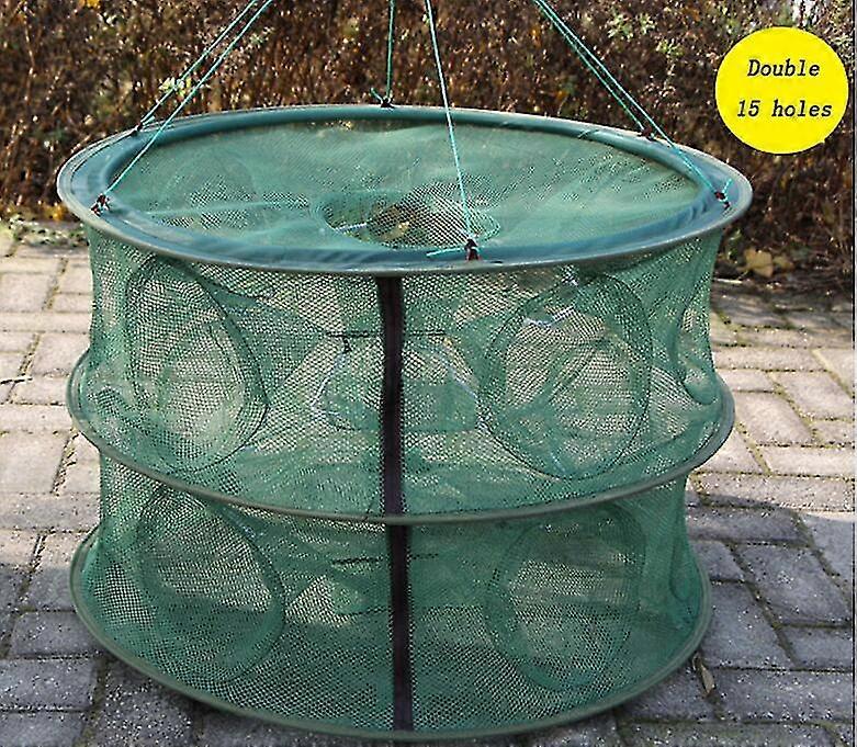 13/15 Holes Double Layer Shrimp Automatic Trap Fishing Net Shrimp Minnow Crab Baits Cast Mesh Crayfish Catcher Nets Tools T45