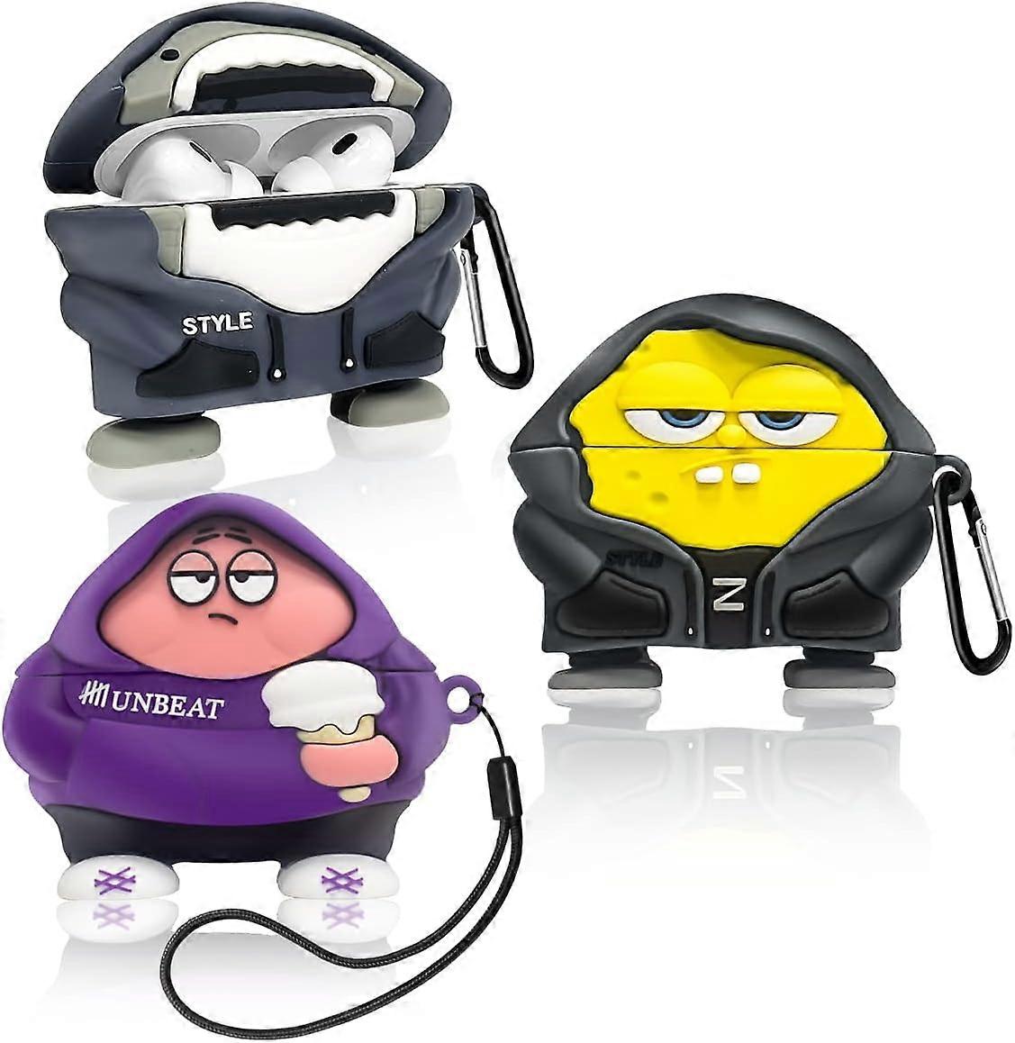 [3Pack] Case Compatible with AirPods Pro 2nd Generation, Cute Character Air Pods Pro 2 Case, 3D Cartoon Unique Design Kawaii Funny Soft Silicone AirPo