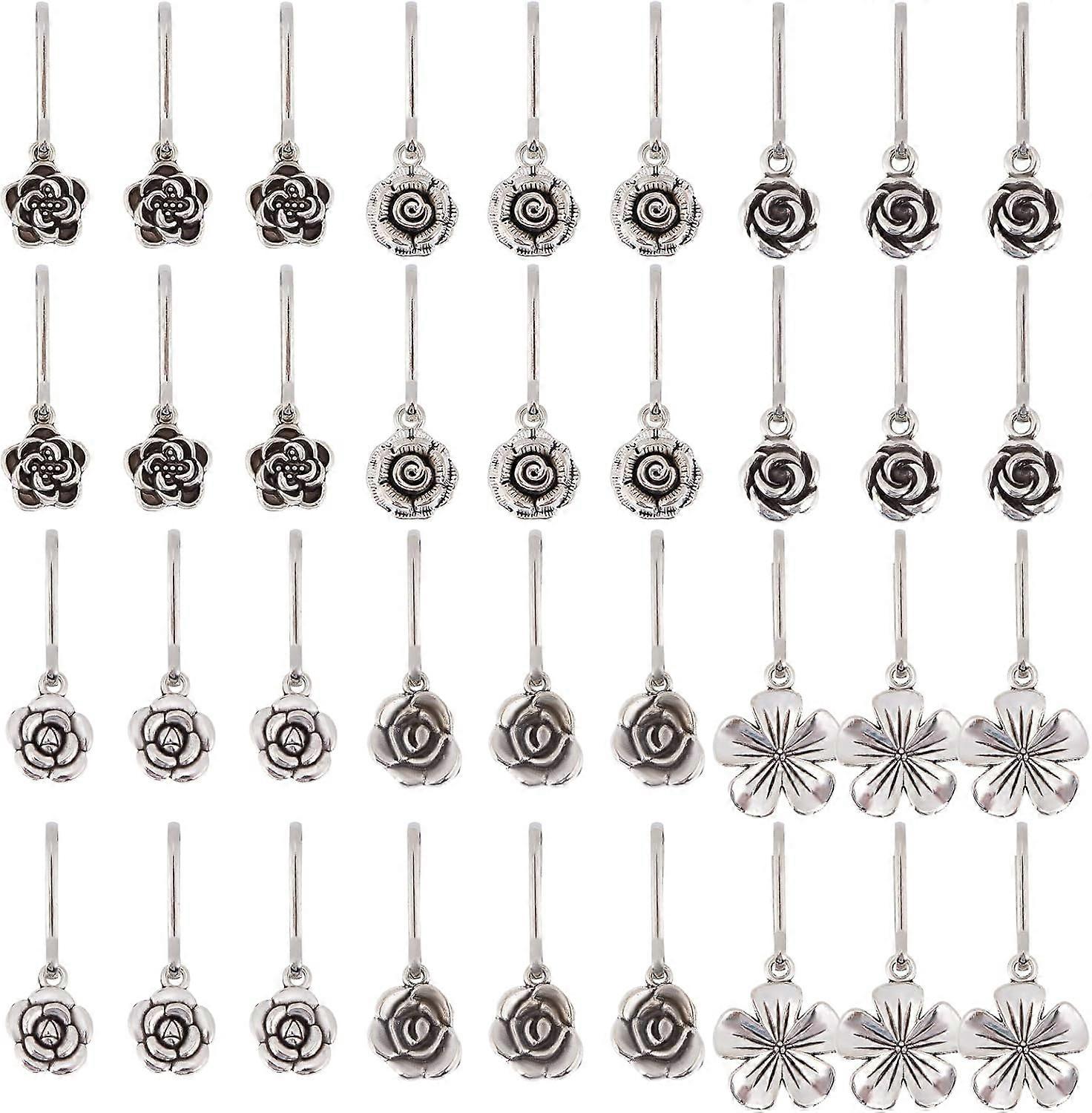 Alloy Flower Zipper Pull Charms Antique Silver and Platinum Zipper Pull