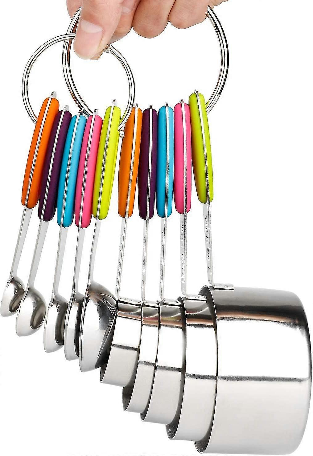 Set Of 10 Stainless Steel Measuring Cups And Spoons Including 5 Measuring Cups And 5 Metal Measuring Spoons For Measuring Dry And Liquid Ingredients 1