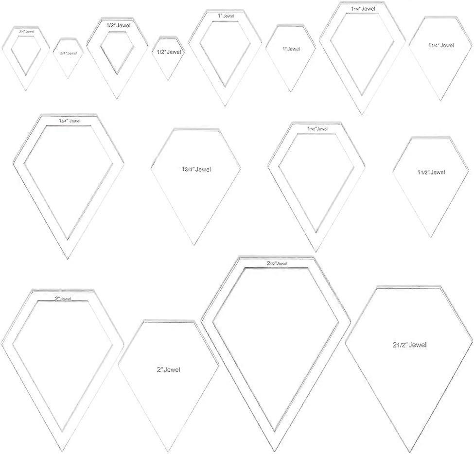 16 Sizes Diamond Quilting Template Acrylic Intricate Sewing Machine Ruler Transparent Pressure Plate Router Template for DIY Hand Patchwork Cutting Cr