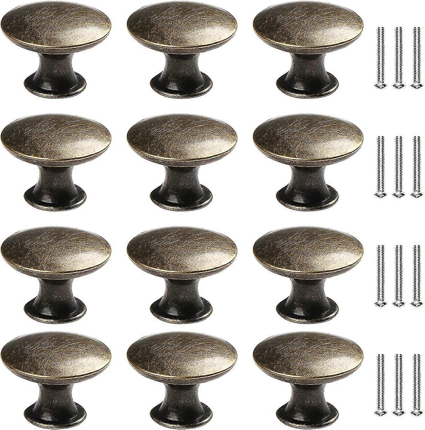 New,suitable 12 Pcs  Round  Cabinet Knobs Vintage Drawer Knobs Brass Cabinet Pulls Door Knobs For Closet Kitchen Be