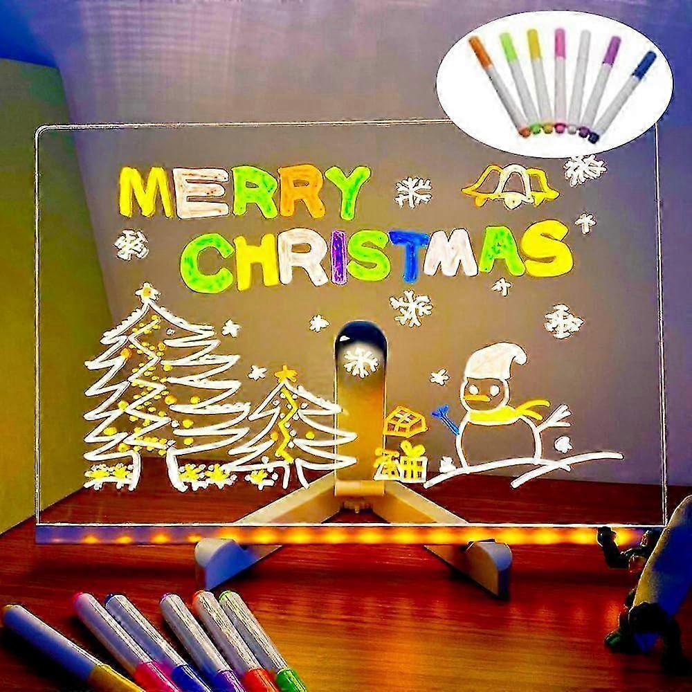 LED Note Board with Colors, 2024 New Glowing Acrylic Message Marker Board with Light, Light up Dry Erase Board with Stand as a Glow Memo Letter Board