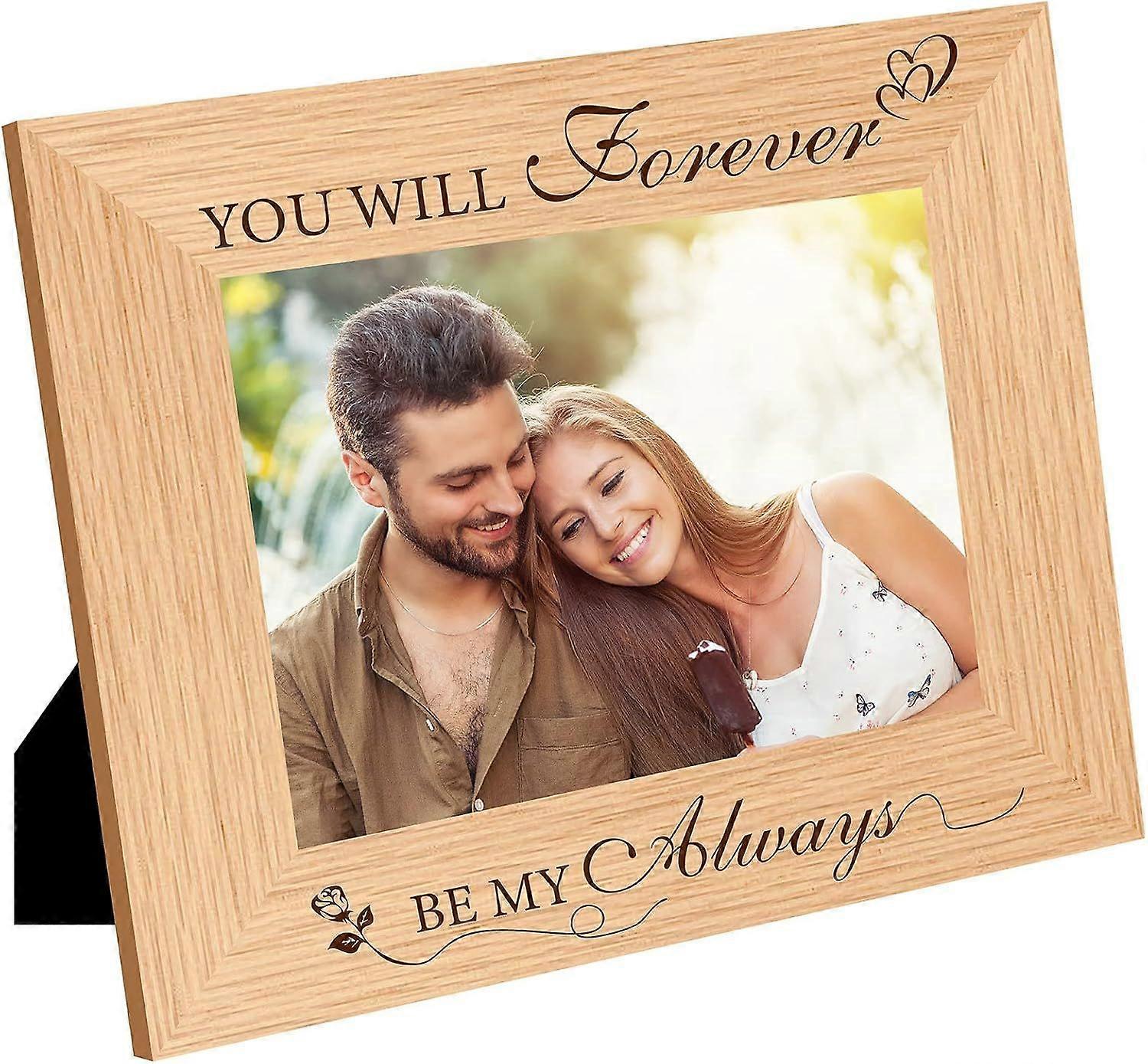 Picture Frames 6x8 Wooden Engraved Picture Frame Lover Rustic Photo Frame with Solid Wood and High Definition Glass for Table Display Pictures and Wal