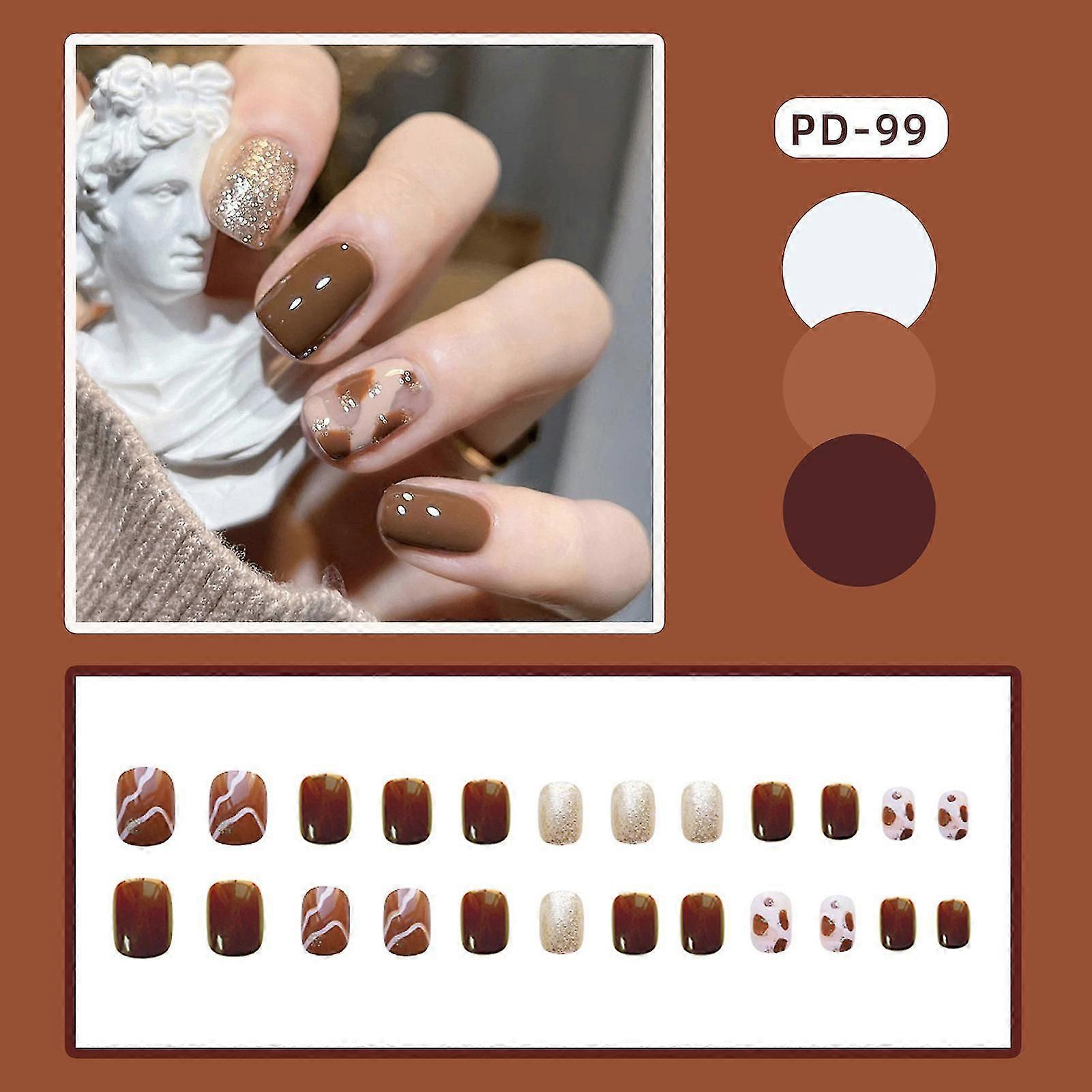 牛プリントコーヒー偽の爪軽量耐久性のある偽の爪接着剤モデル