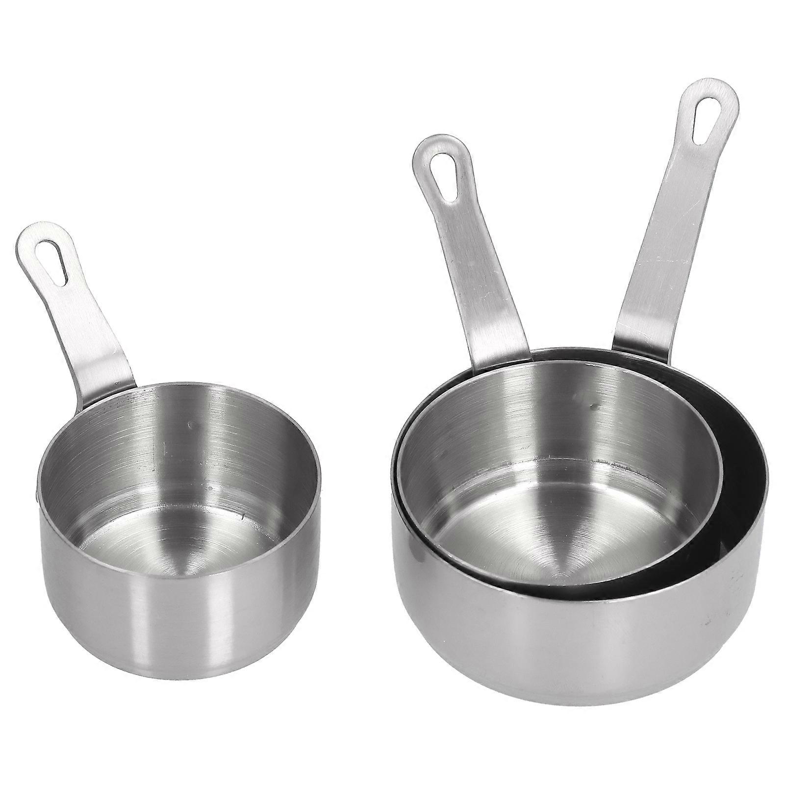 3pcs Sauce Cups Stainless Steel Sauce Dish with Handle for for Condiment Ketchup AppetizerSilver