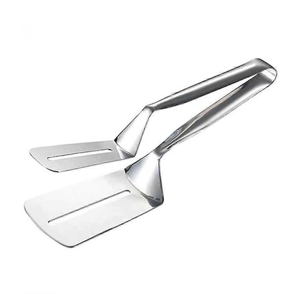 Double-Sided Stainless Steel Spatula with Clamps for Frying, Flipping Fish, Steak, and Pizza - Heavy-Duty Design
