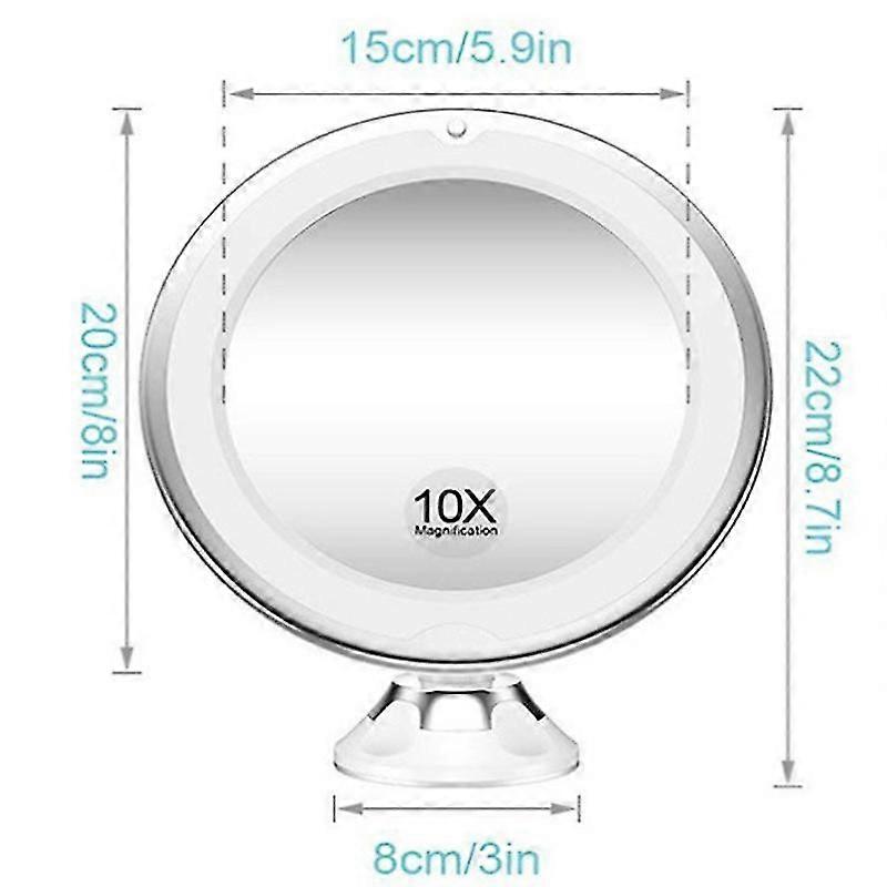 10x Magnifying Makeup Mirror with LED Lights 1 Ball Joint 360 Adjustable Attachment Portable