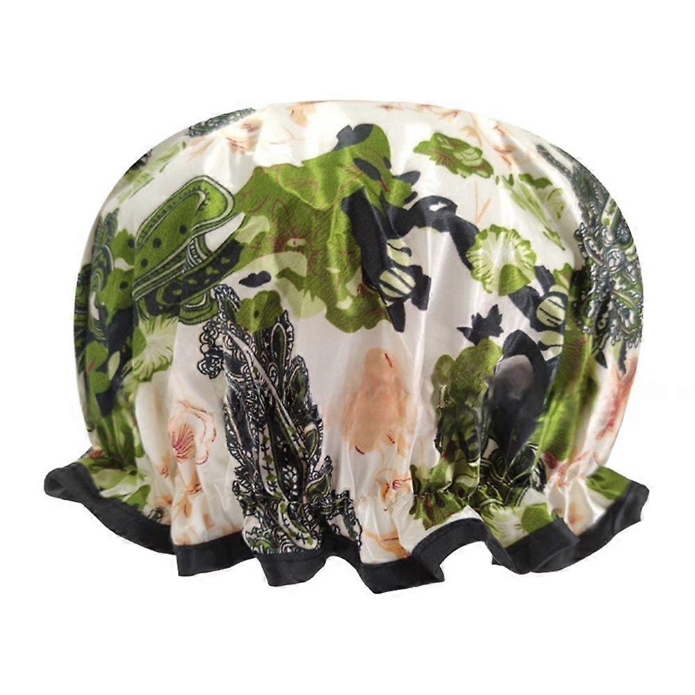 Double-layer colored shower cap waterproof padded cap printed bathroom cap daily necessities