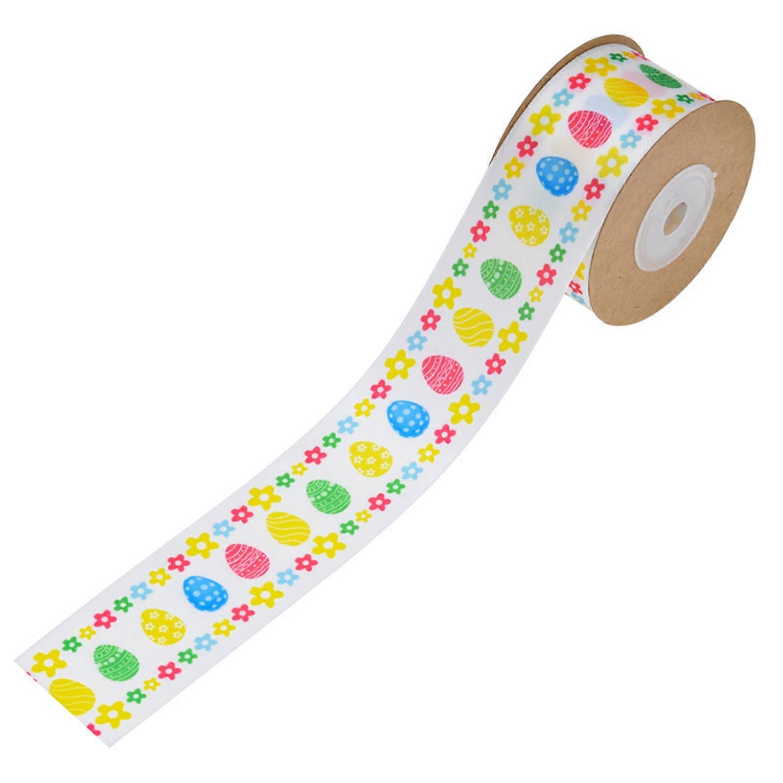 Colorful Fabric Ribbon for Wrapping Lovely Patterned Ribbon Decorative Easter Ribbon for Crafting and Scrapbooking