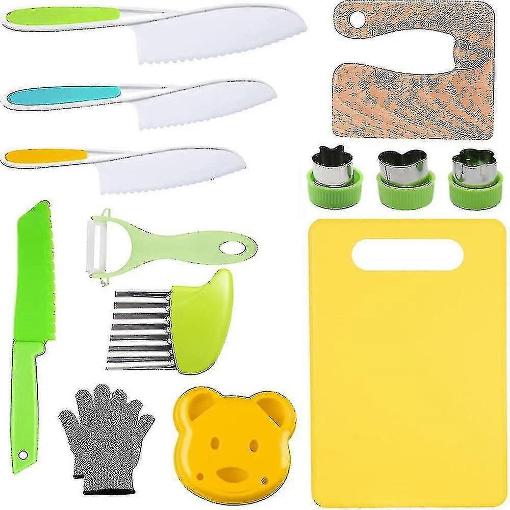 13 قطعة خشبية الاطفال سكين المطبخ مجموعة للطبخ الحقيقي طفل السكاكين الآمنة