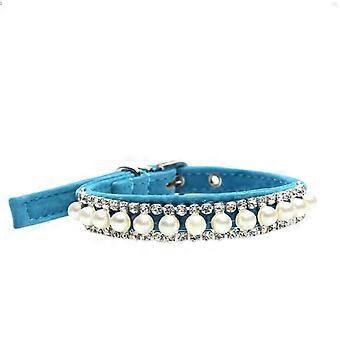 Jewelry Dog Cat Collar Pearl Leash Set Necklace with Crystal Rhinestone Imitated Pearl Pet Adjustable Neck for Small Puppy KittenL