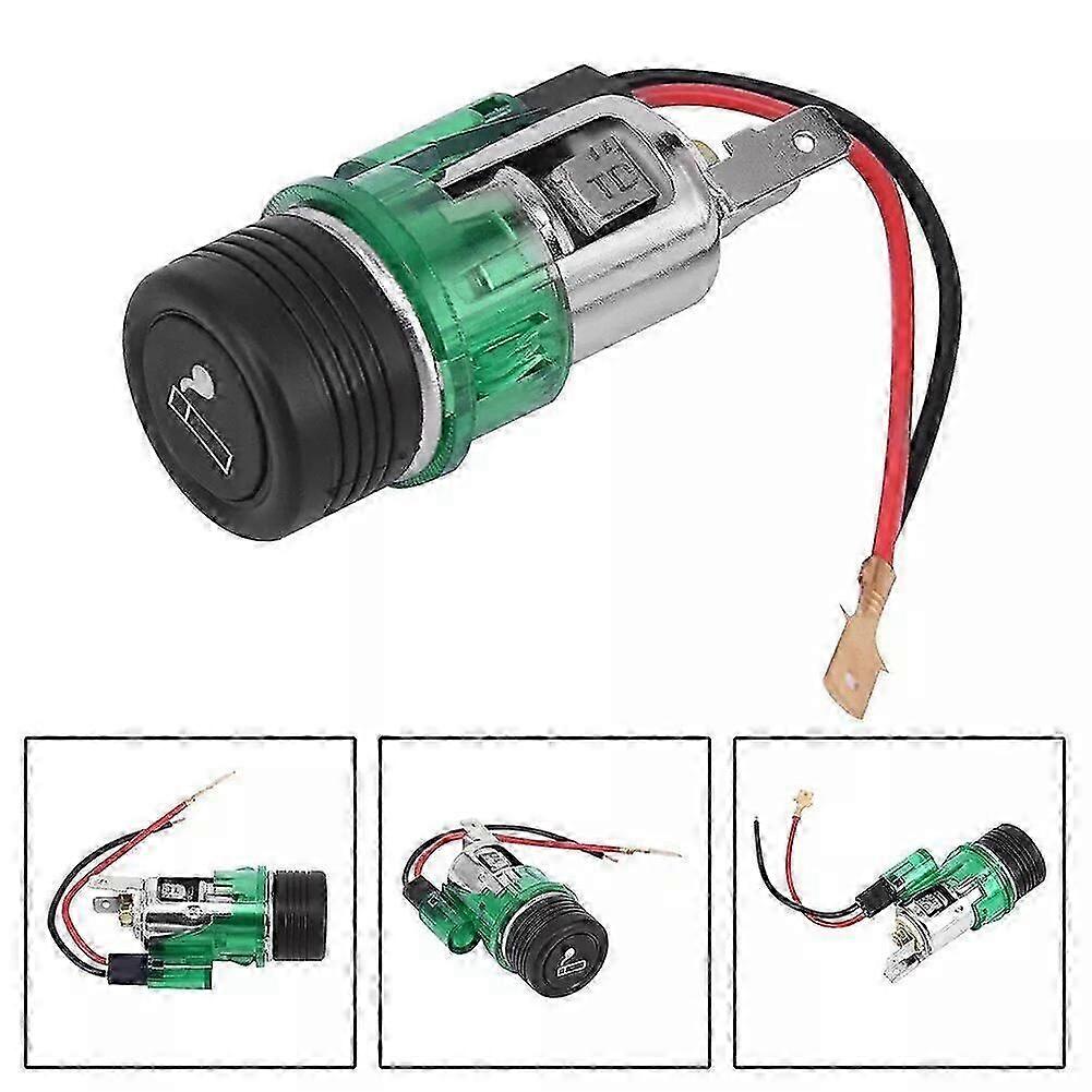 Cigarette lighter socket 12V illuminated car plug car green