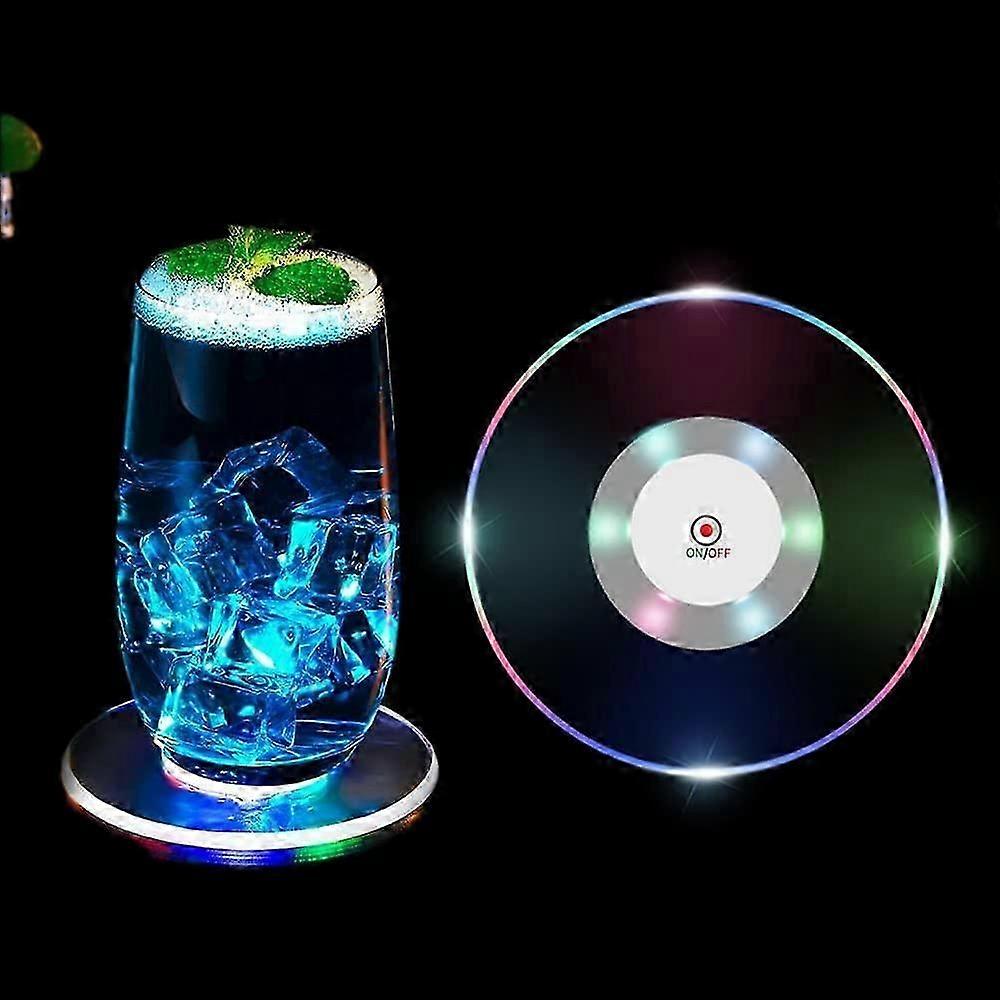 6 PCS LED Coasters for Drinks, Ultra-Thin LED Coaster Light Up Coaster