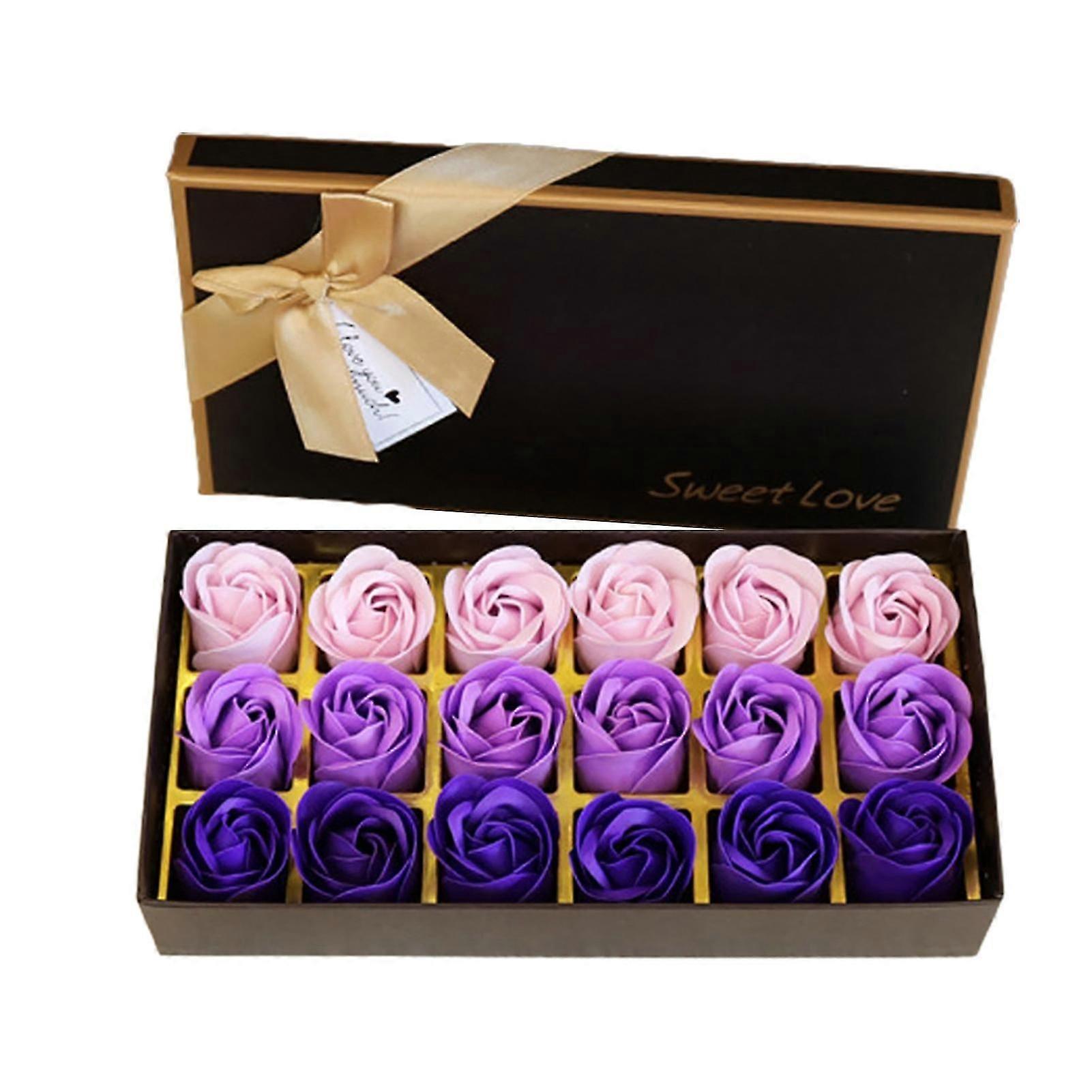 18Pcs/Box Soap Rose Flower Elegant Delicate Texture Nice-looking Floral Scented Bath Soap Rose Gift Box for Valentine's Day