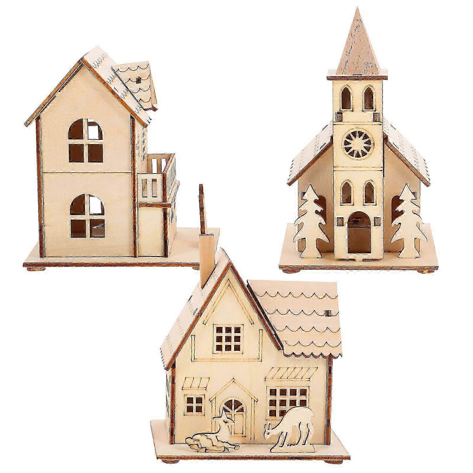3pcs Creative Mini House Shape Decorations Micro House Landscape Decors