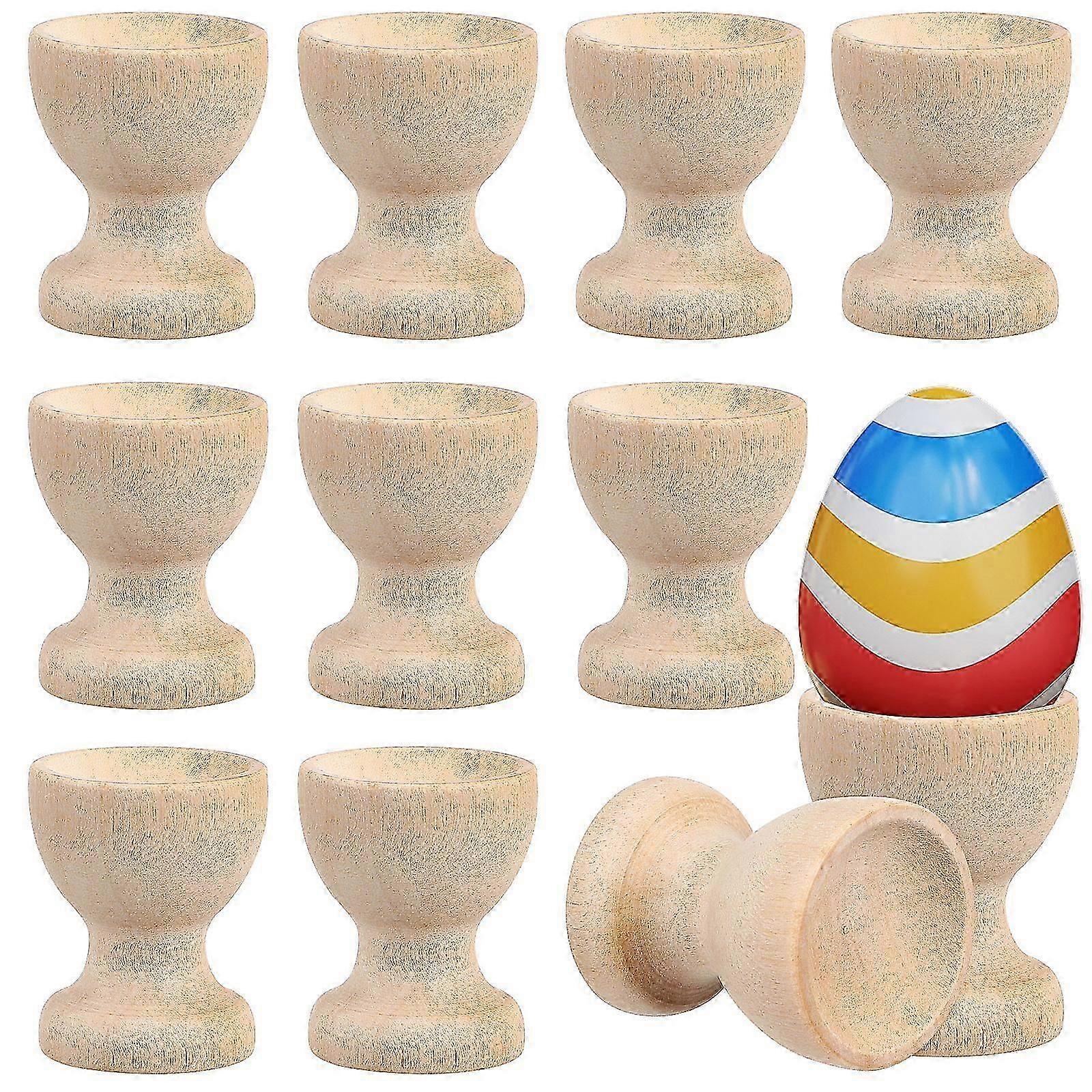 24pcs Wooden Egg Holders Egg Cups Egg Storage Holders Easter Egg Cups for Home