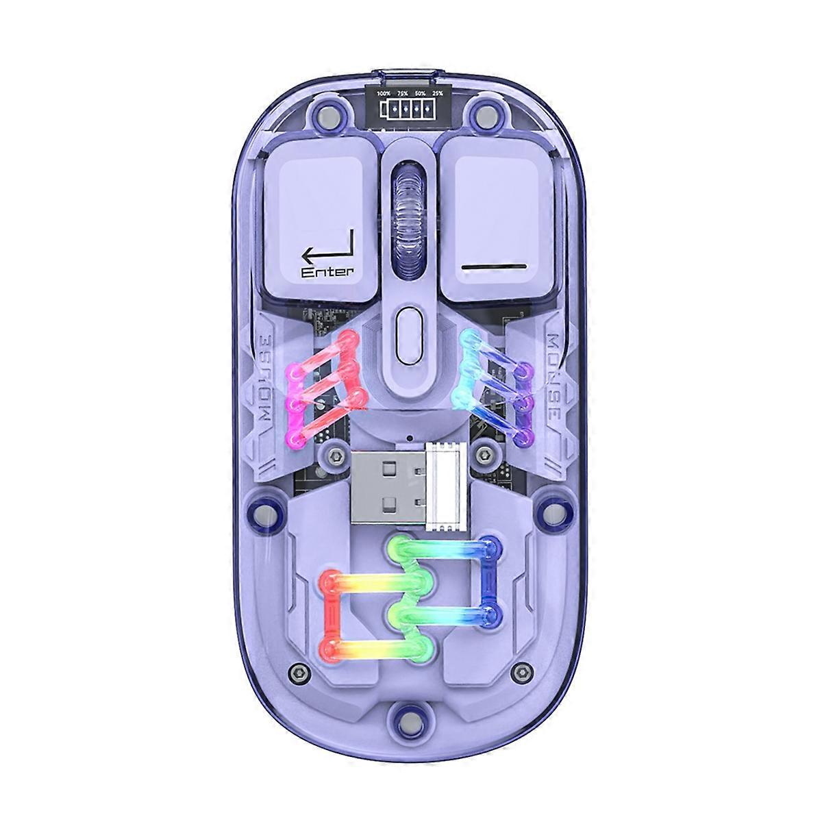 BM200 Dual-Mode Mouse RGB Luminous 2.4G Wireless Bluetooth Transparent Gaming E-Sports Computer Off