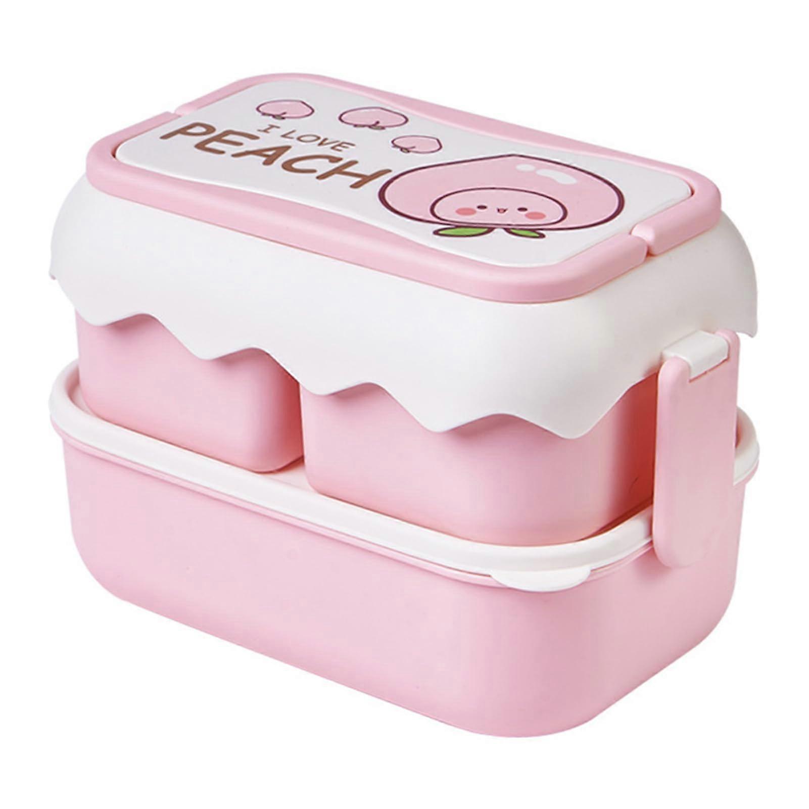 Cute Pink Microwaveable Lunch Box with Compartments, BPA-Free Plastic, 3-Section Meal Prep Container, 700ml Capacity