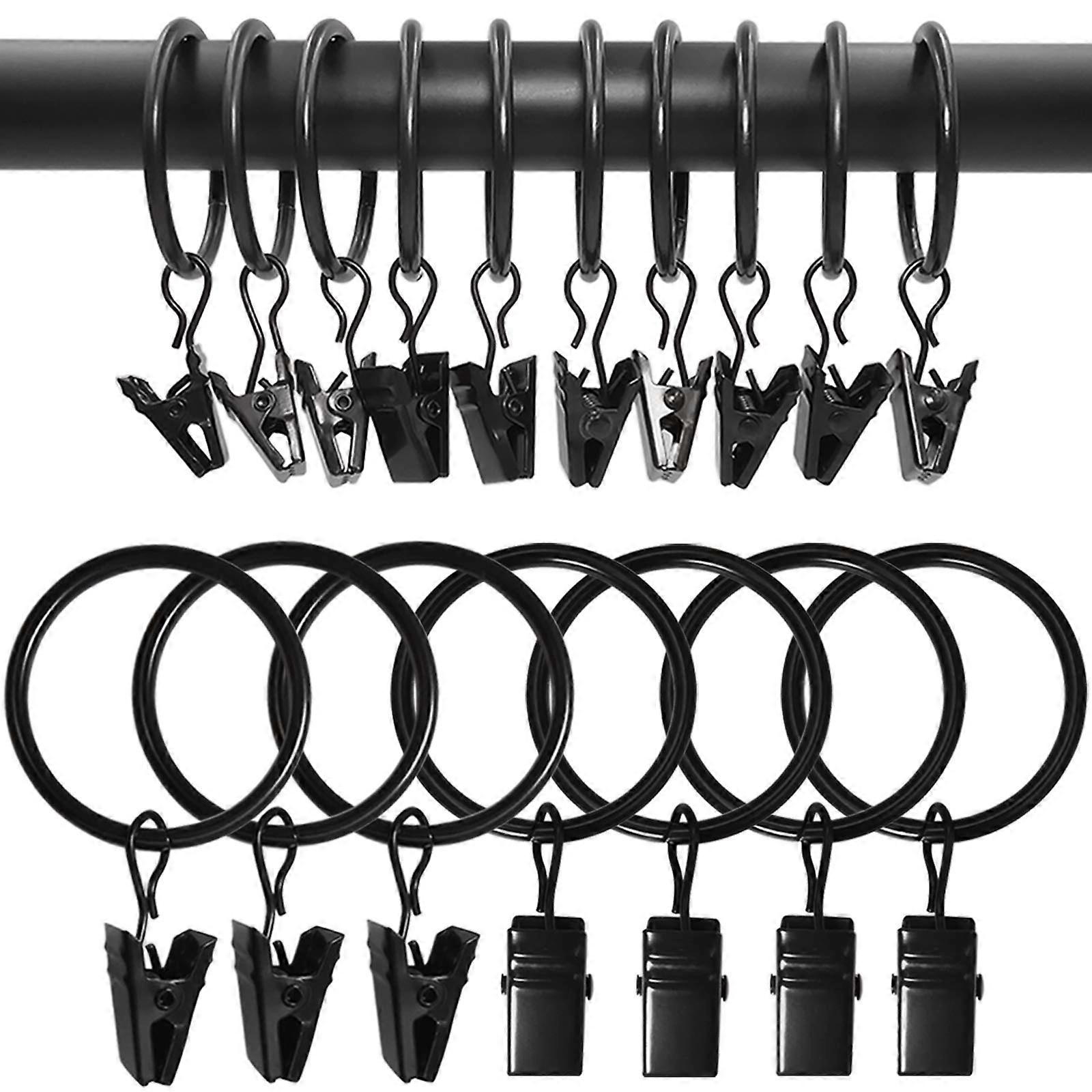 Curtain Rings with Clips, 100 Pack Elegant Design for Decorative Spaces, Rustproof Drapery Ring with Smooth Glide on Rods up to 1.2 Inch, Strong