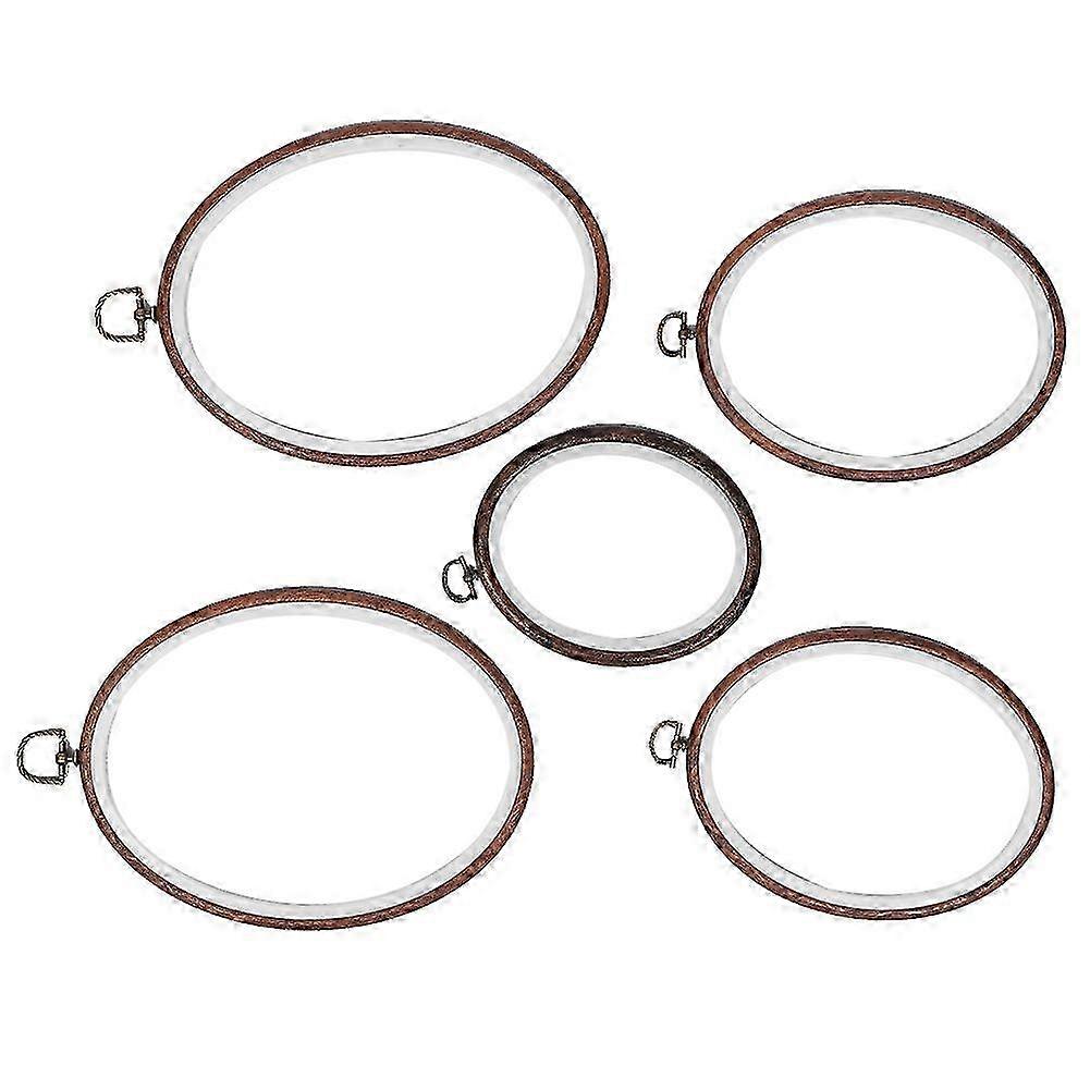 5Pcs Embroidery Hoops Circle Cross‑Stitch Hoop Ring Oval Frame Retro DIY Accessory Tools