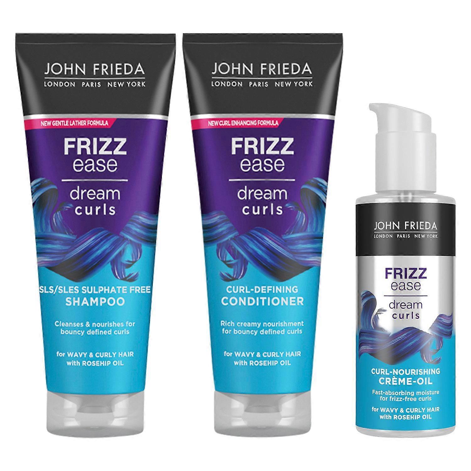 John Frieda Curl Hydration Bundle Shampoo, Conditioner 250ml with Creme, 150ml