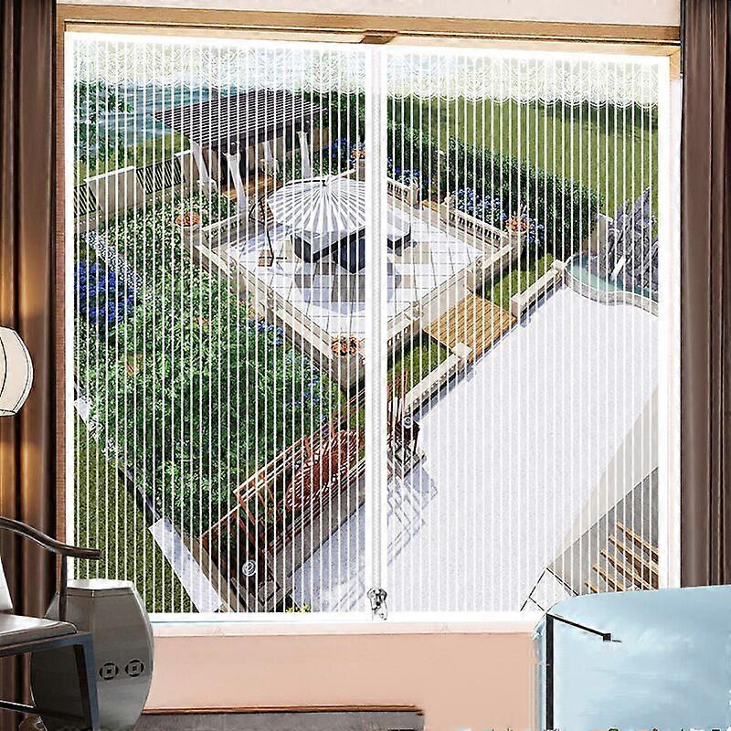 Magnetic Window Screen, 120x120cm Self-Adhesive Mesh Anti-Mosquito Window, Automatic Closing, Suitable for Most Windows - White