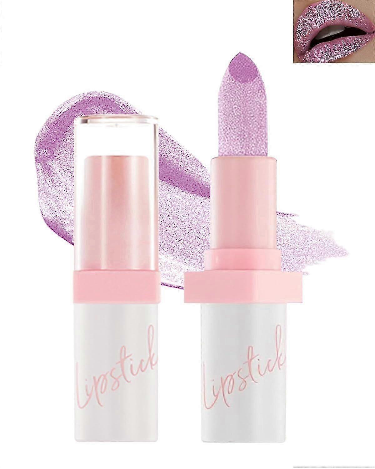 Metallic Glitter Lipstick for Women, Pearlescent Glitter Lipstick, Metallic 3D Shine Lip Tint, High Impact Lip Color Shimmer Sparkle Waterproof Lip Gl