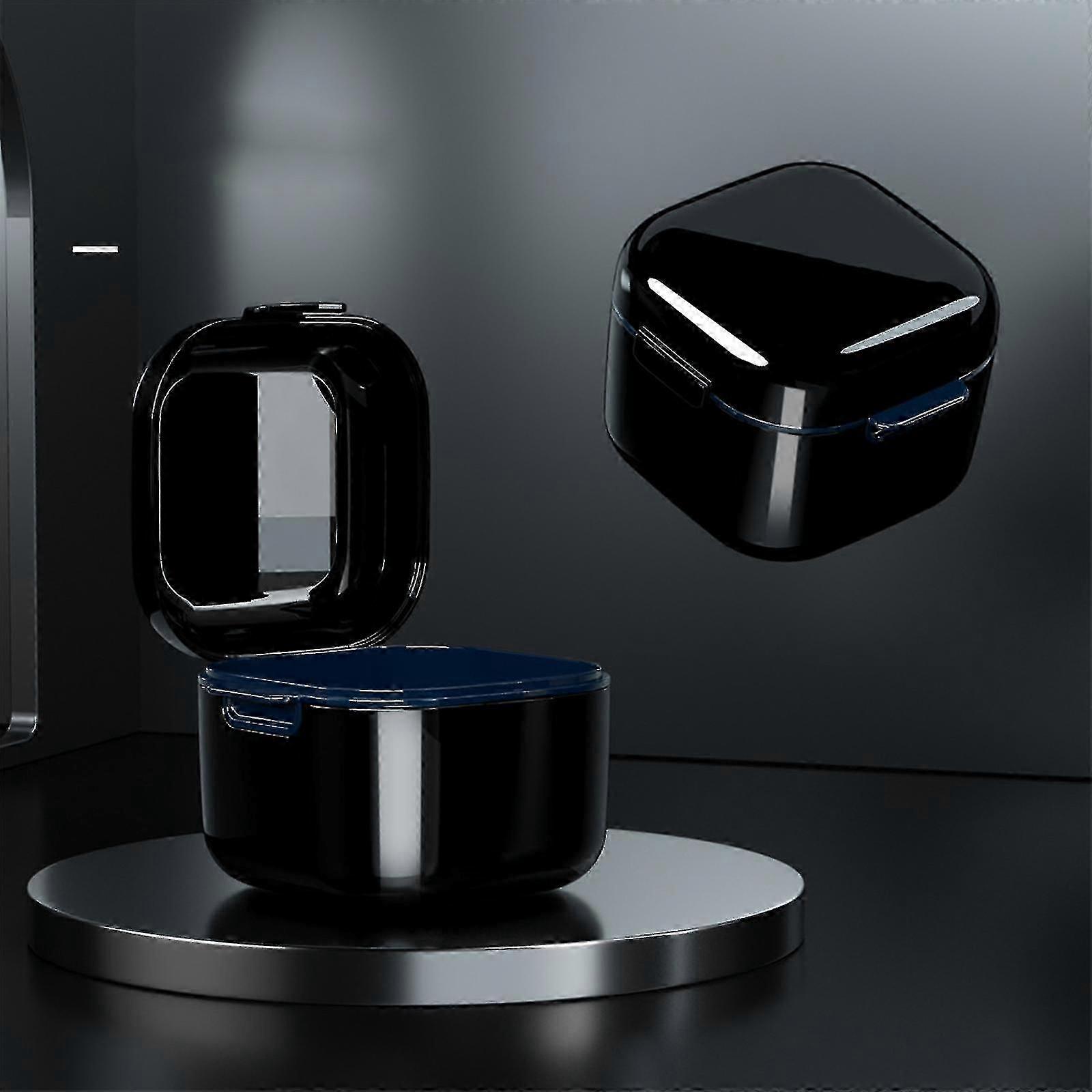 Denture Case Denture Bath Box Case Dental Orthodontic Retainer False Teeth Storage Case Box With Strainer Denture Cups For Soaking Dentures