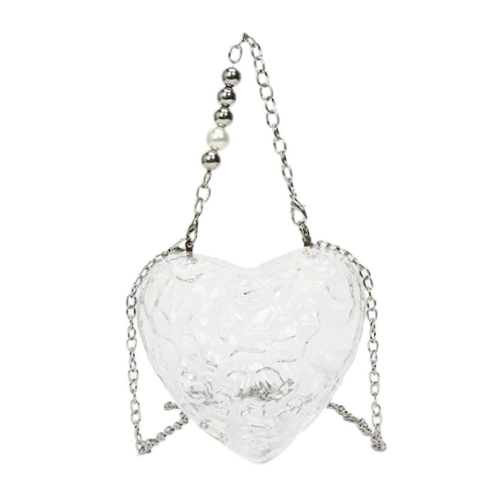 A forma di cuore Satchel per le donne Borsa a tracolla per feste all'aperto Uso quotidiano Argento