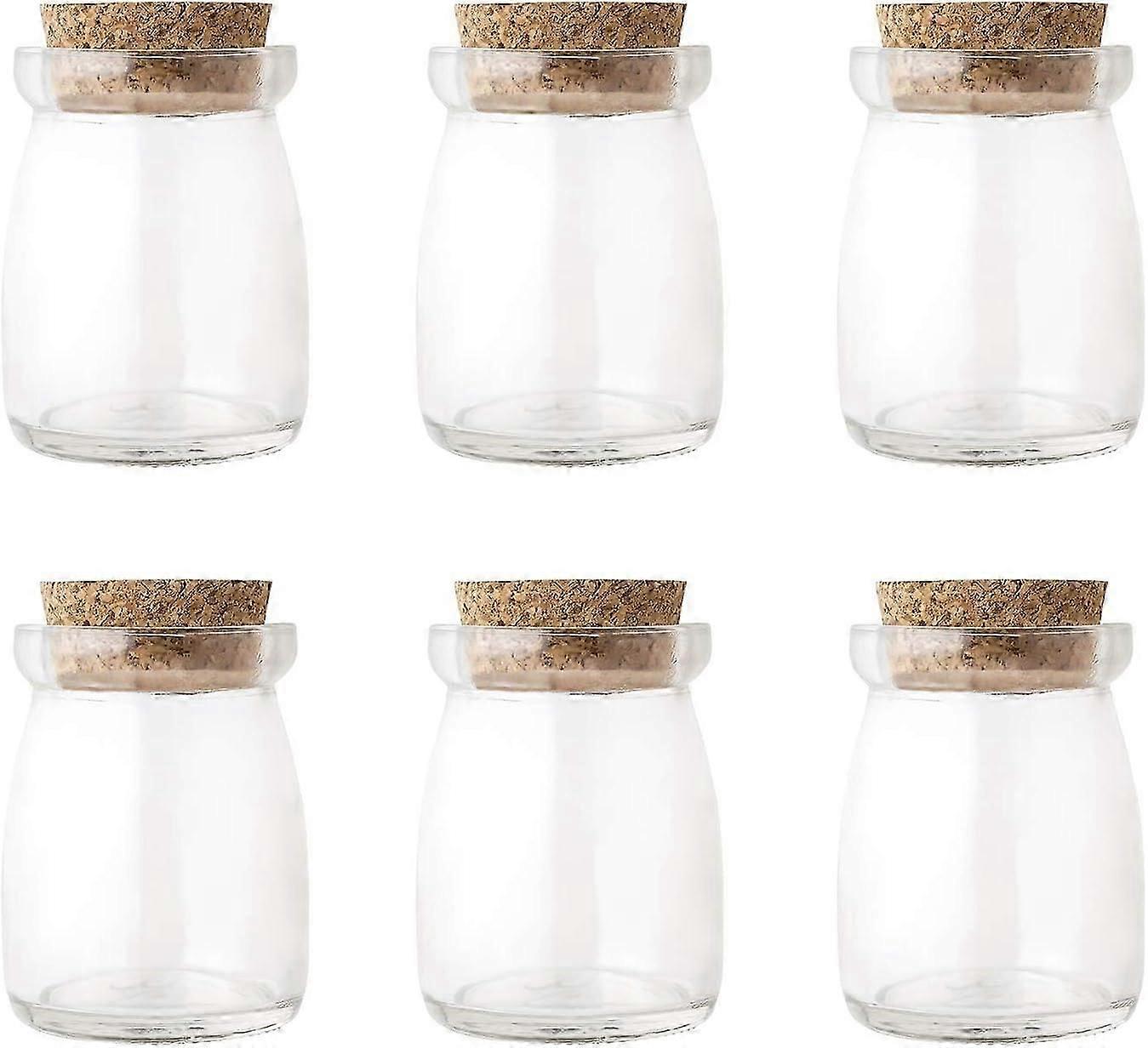 Art 6pcs 100ml Small Glass Favor Jars with Cork Stoppers Yogurt Pudding Glass Storage Jars Empty Glass Bottles