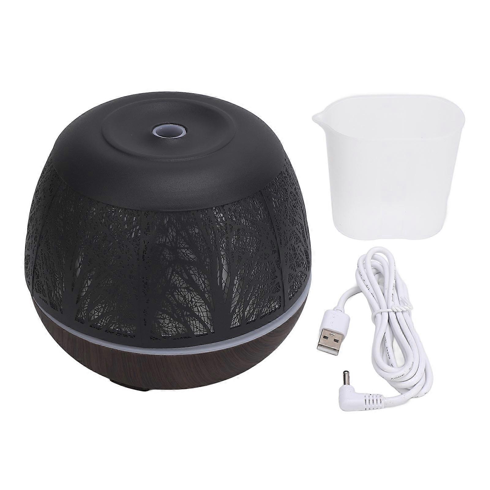 Essential Oil Diffuser with 7 Lights 400ml Ultrasound USB Retro Hollow Iron Tree Branch Aroma Diffuser Cool Mist Humidifier for Home Dark Wood Grain