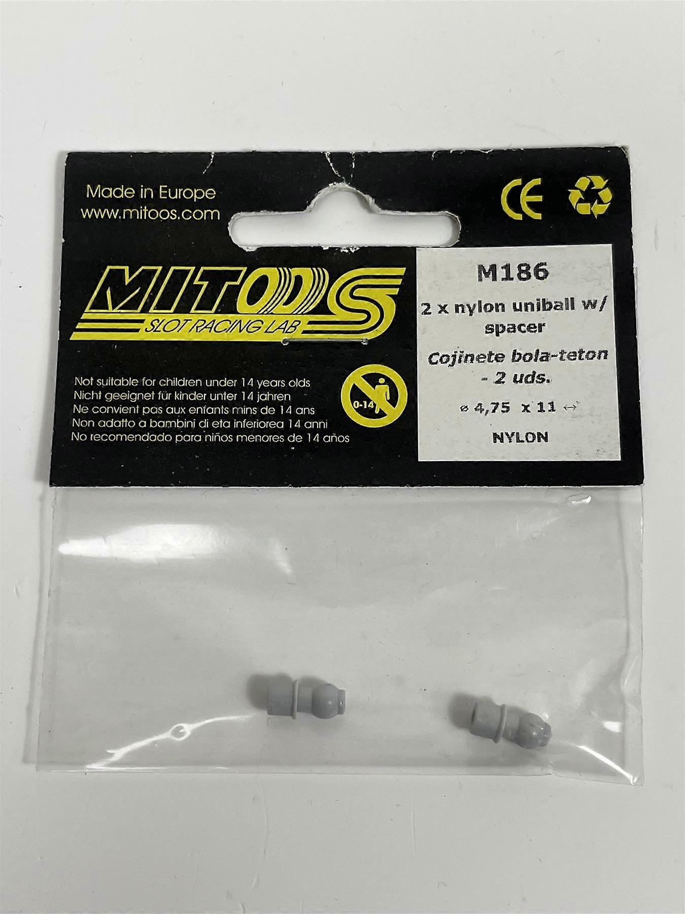 Mitoos M186 Nylon Uniball With Spacer 4.75mm X 11mm x 2 New