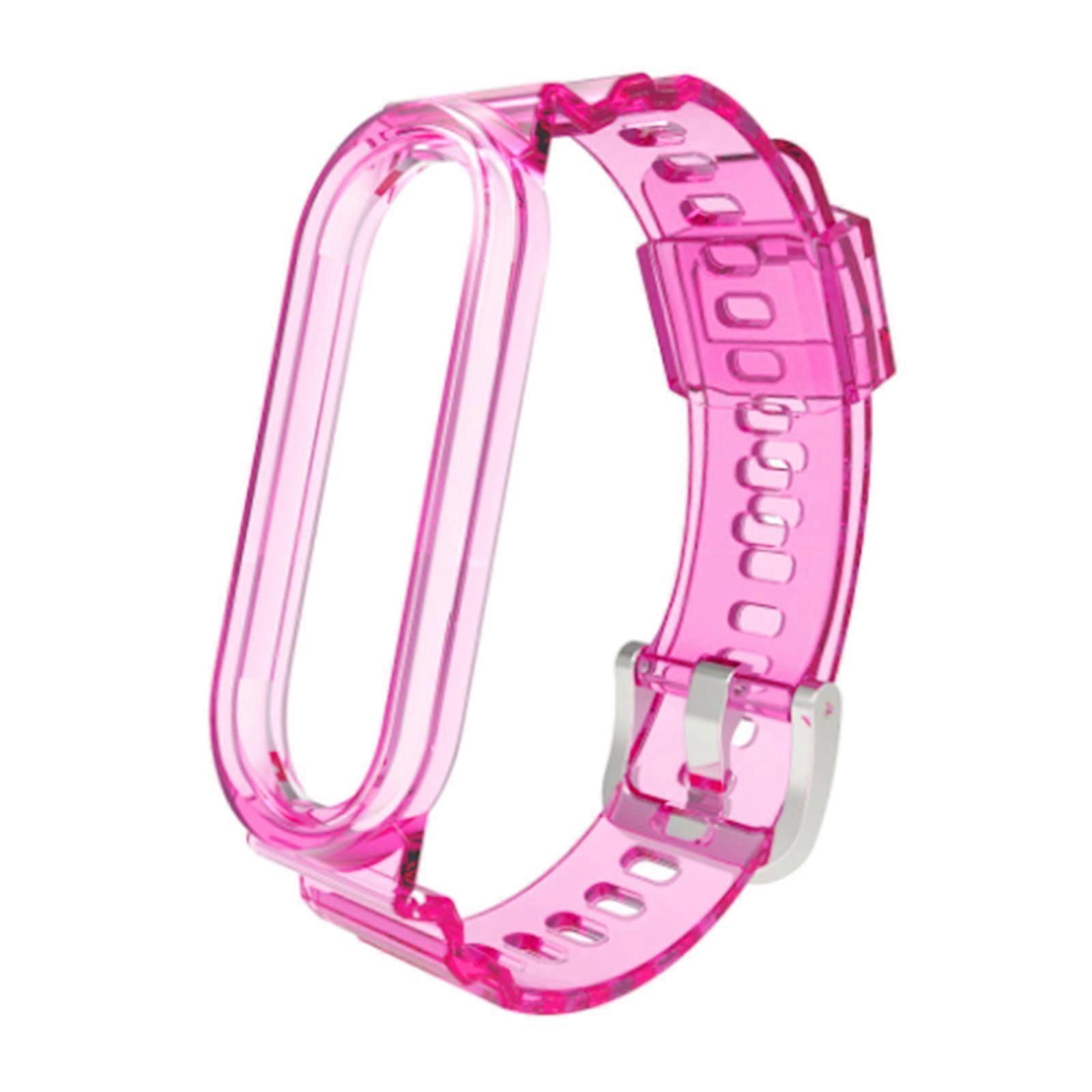 for Mi Band 6 5 4 3 Smartwatch Anti-scratch Durable Adjustable Sports TPU Wristband Sweatproof Strap Transparent red