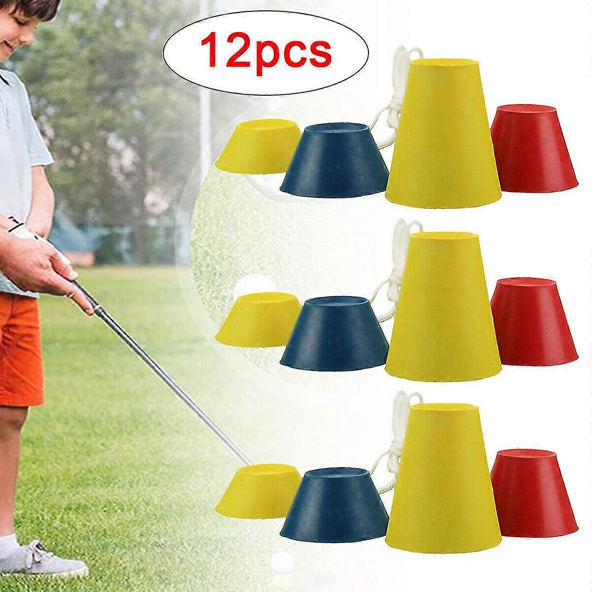 12pcs Golf Rubber Tees Stringed 4 Sizes Pyramid Ball Holder Equipment Set Edition