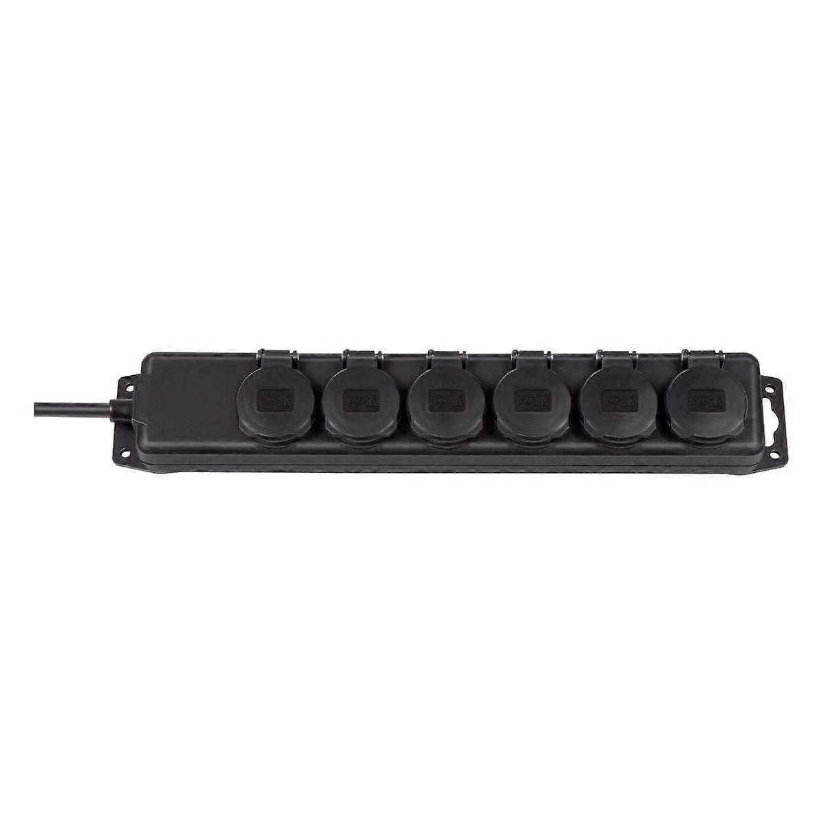 Multi-socket outlet with 6 F-type sockets 2m IP44, Black