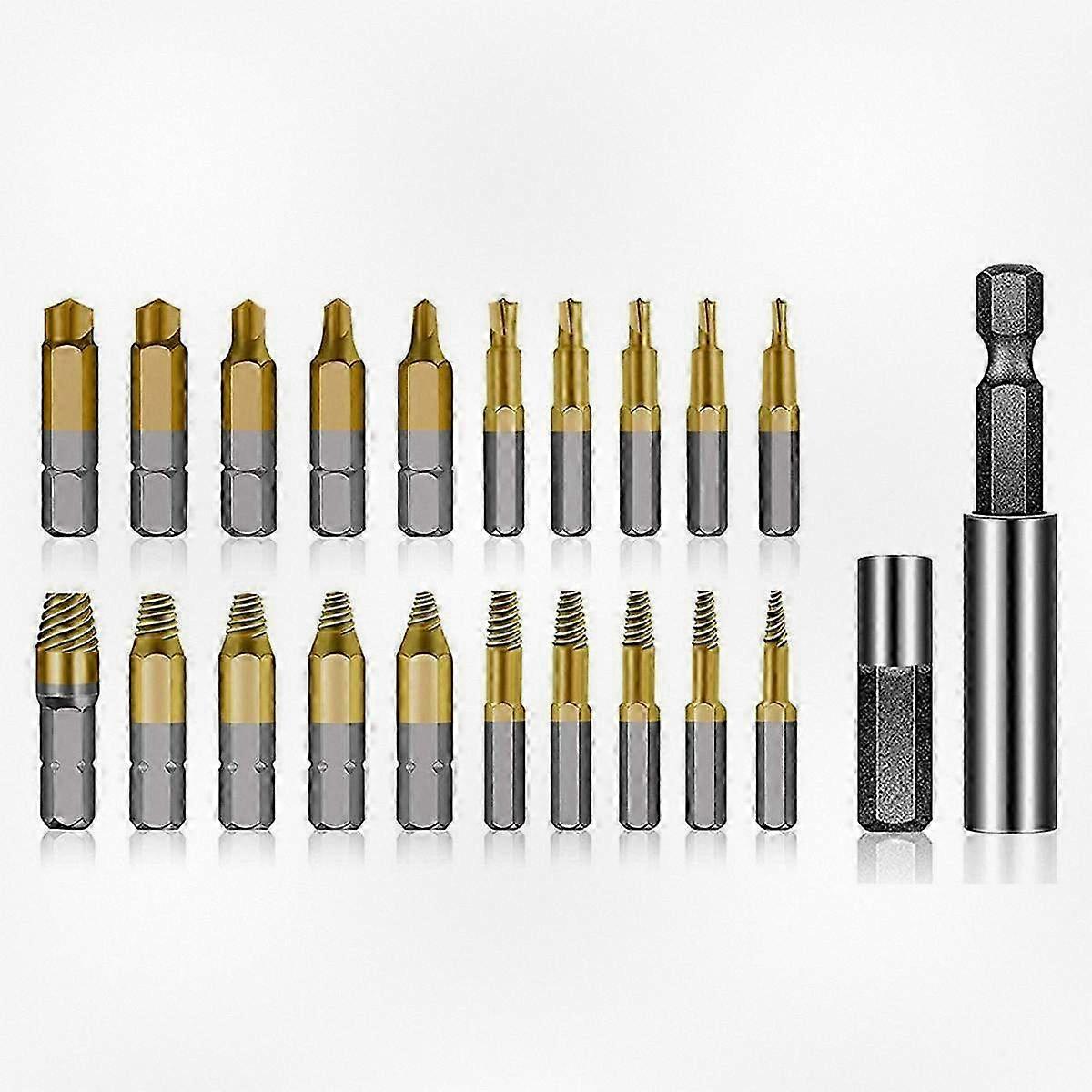 22-Piece Titanium Damaged Screw Extractor Set for Stripped Fasteners, Nuts, Bolts, and Rusty Broken Hardware - Drill Bit Removal Tools
