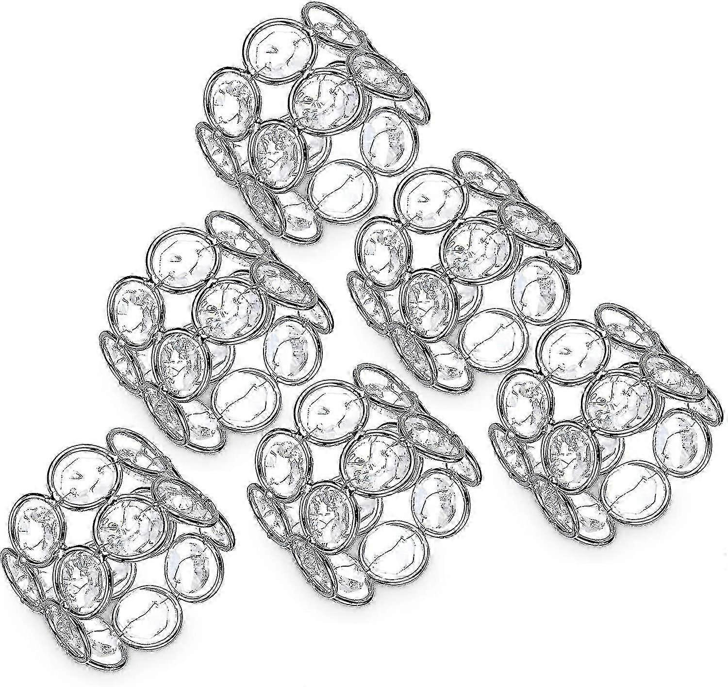 Ronds de serviette en cristal, perles porte-serviette, décor de table, paquet de 6, argent