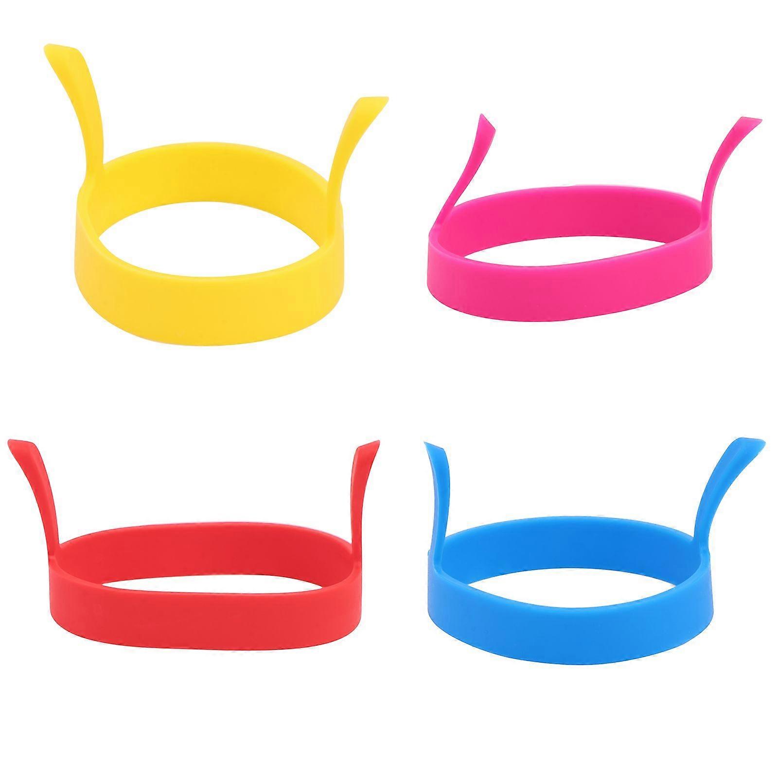 4 Colors Round Shaped Silicone Egg Fry Mold Omelettes with Handle Random Color)