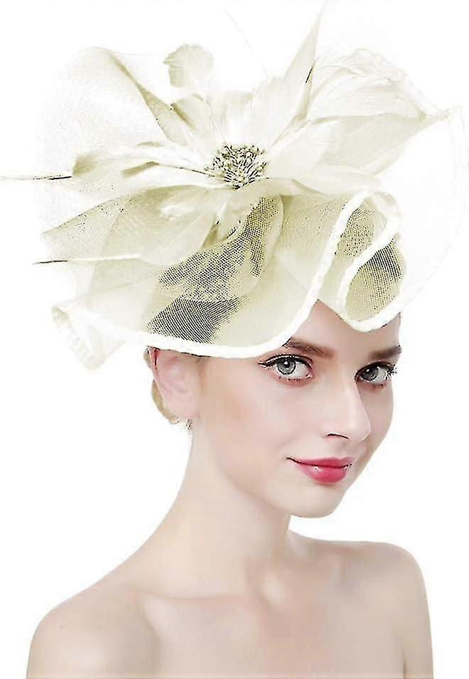 Lady Zarif Çiçek Tüy Örgü Net Fascinator Şapka Peçe Kafa Bandı Klipsli