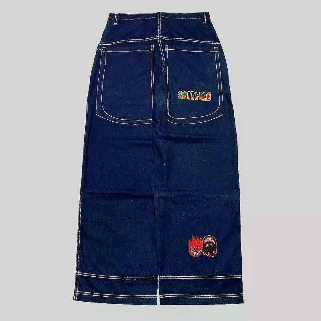 SY2K מכנסי ג'ינס רטרו רחבים מוצק אופנתי היפ-הופ מכנסי ג'ינס ברחוב הרג'וקו מכנסי ג'ינס מזדמנים פשוט לגברים ולנשים ג'ינס רחב רגליים