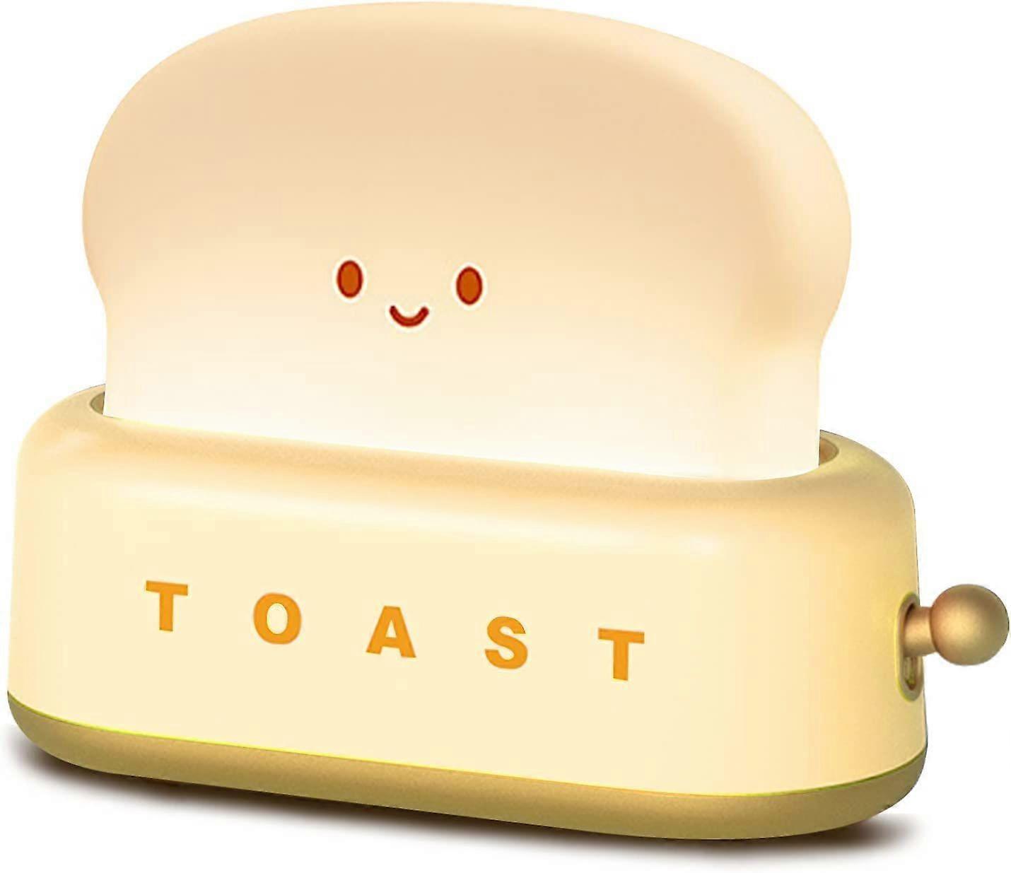 Cute Table Decoration Toaster Light, Rechargeable, With Timer, Creative Design - yellow