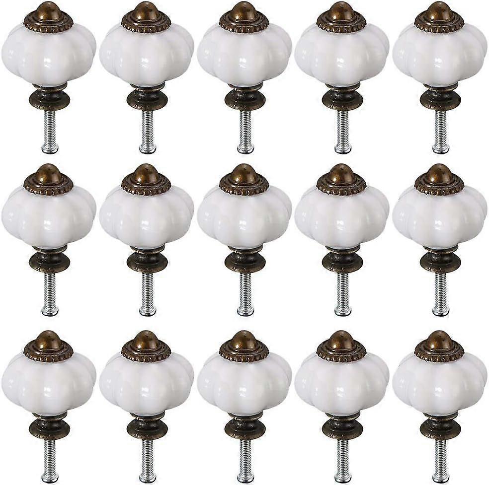 Cabinet Handles Furniture Knobs, 15 Pieces White Drawer Pulls Cabinet Knobs Ceramic Door Knobs Vintage Cabinet Knobs Furniture Knobs for Home Decor Ki