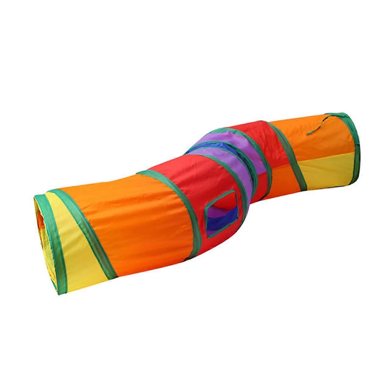 Foldable Cat Tunnel S-Shaped Rainbow Kitten Toy 47 Inch Interactive Pet Play Tunnel for Indoor Cats