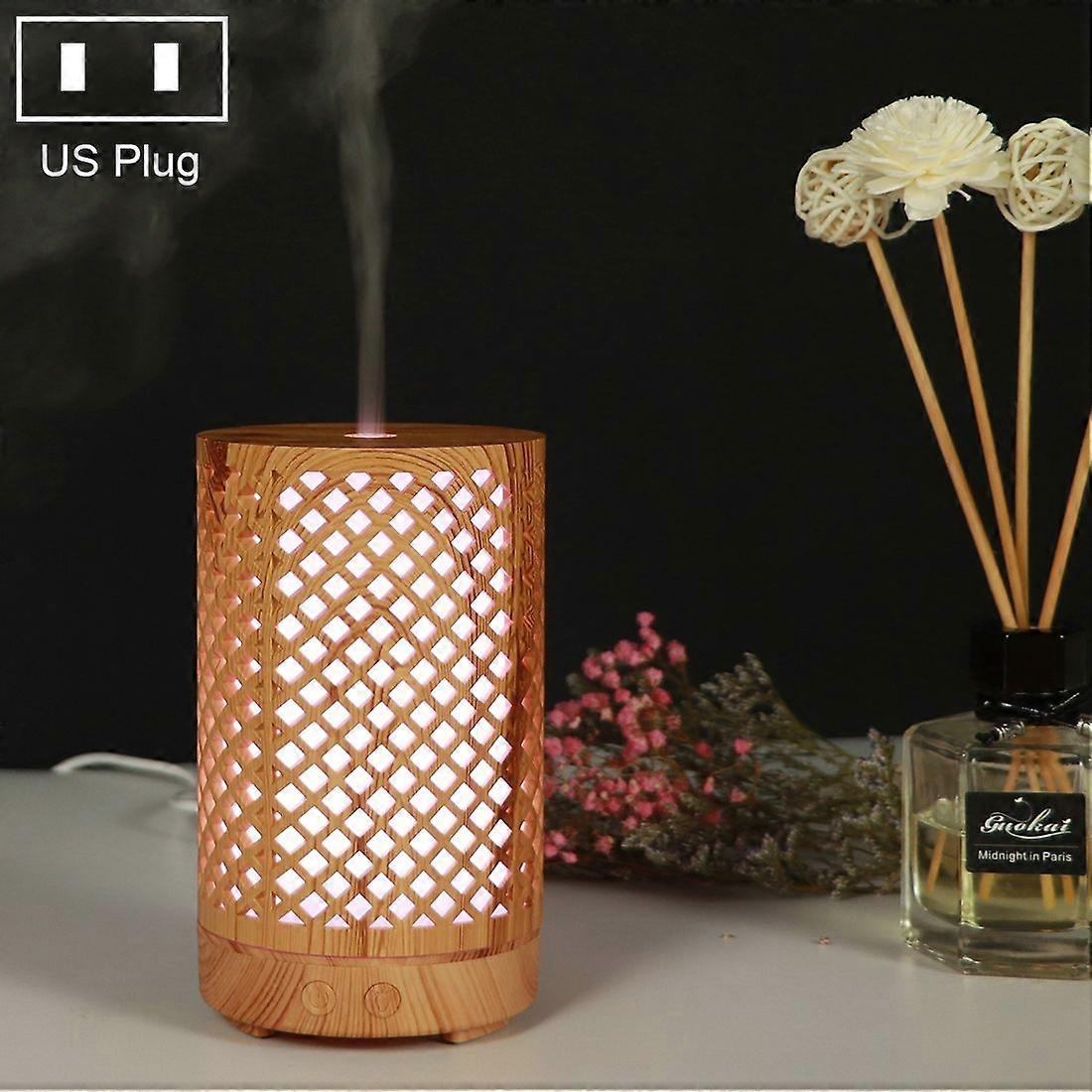 200ml Hollow-out Forest Pattern Wooden Essential Oil Aromatherapy Machine Ultrasonic Humidifier US Plug