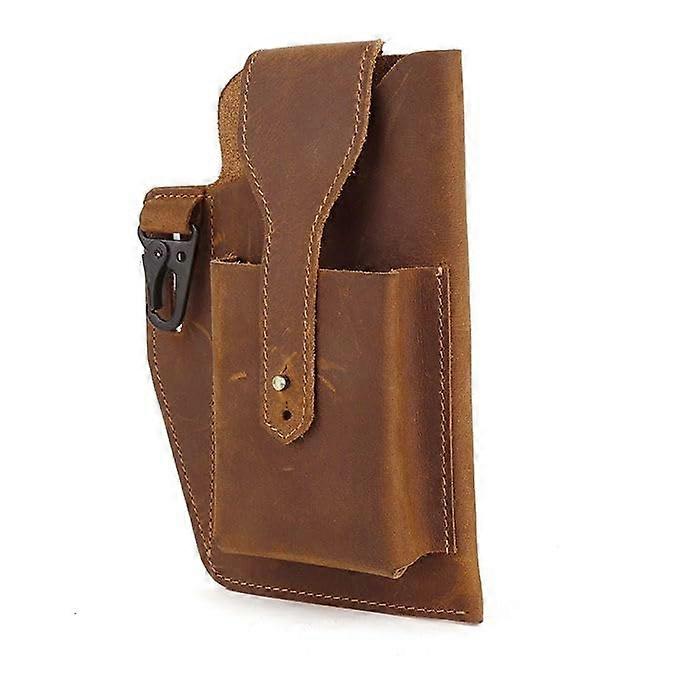 Leather Phone Pouch for Men, Brown Universal Smartphone Belt Holder, Compatible with Most Models, Durable Material