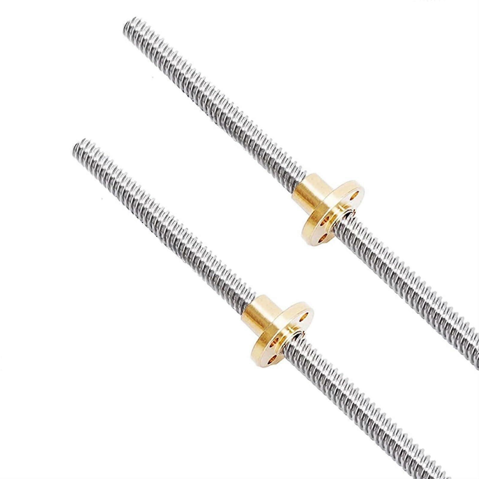Stepper Screw 2pcs T8 Trapezoidal Screw Brass with Nut 8mm Diameter Stainless Steel