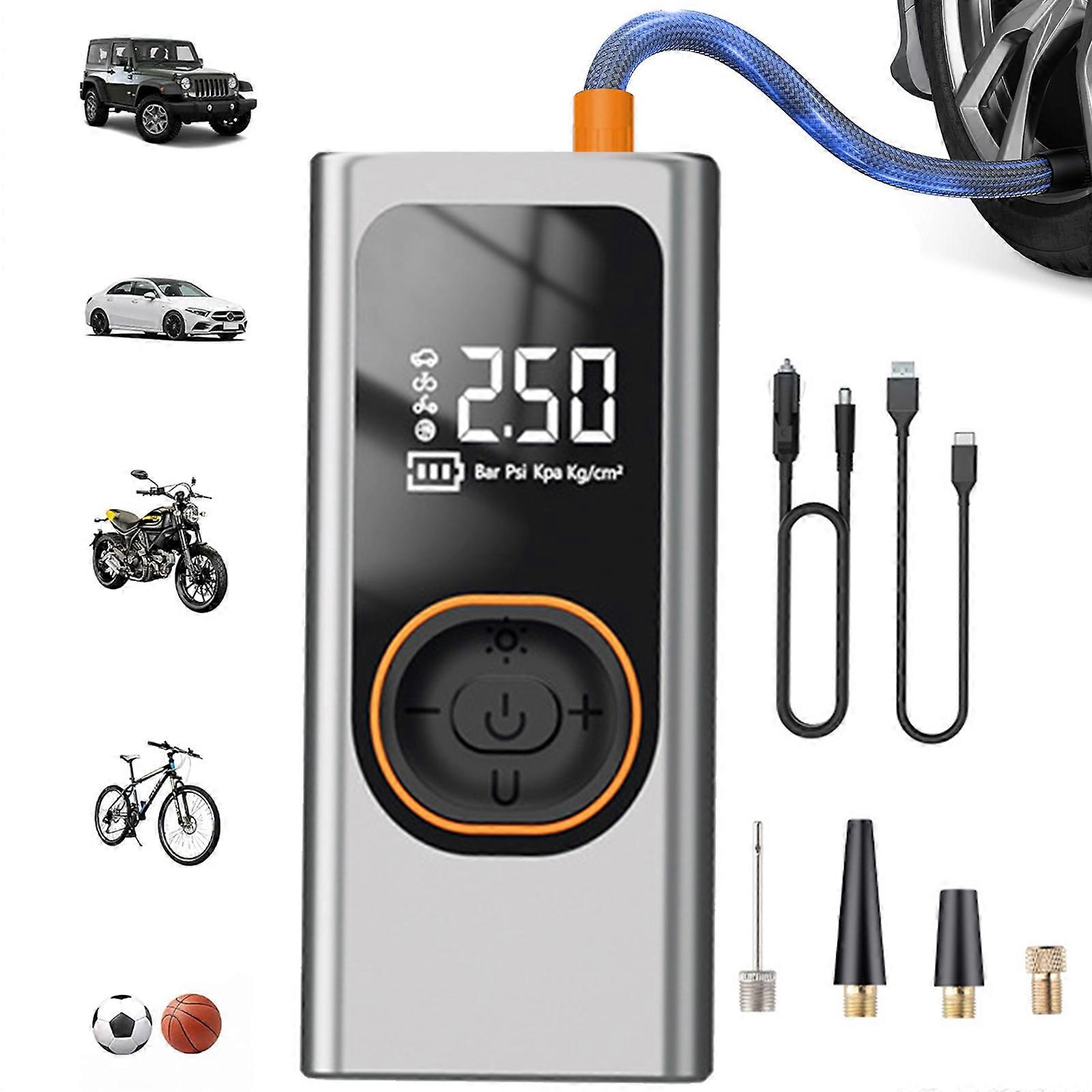 Bike Car Starting Device Jump Starters Digital Tire Inflator, with LED Light for Unexpected Low Tire Pressure Situations