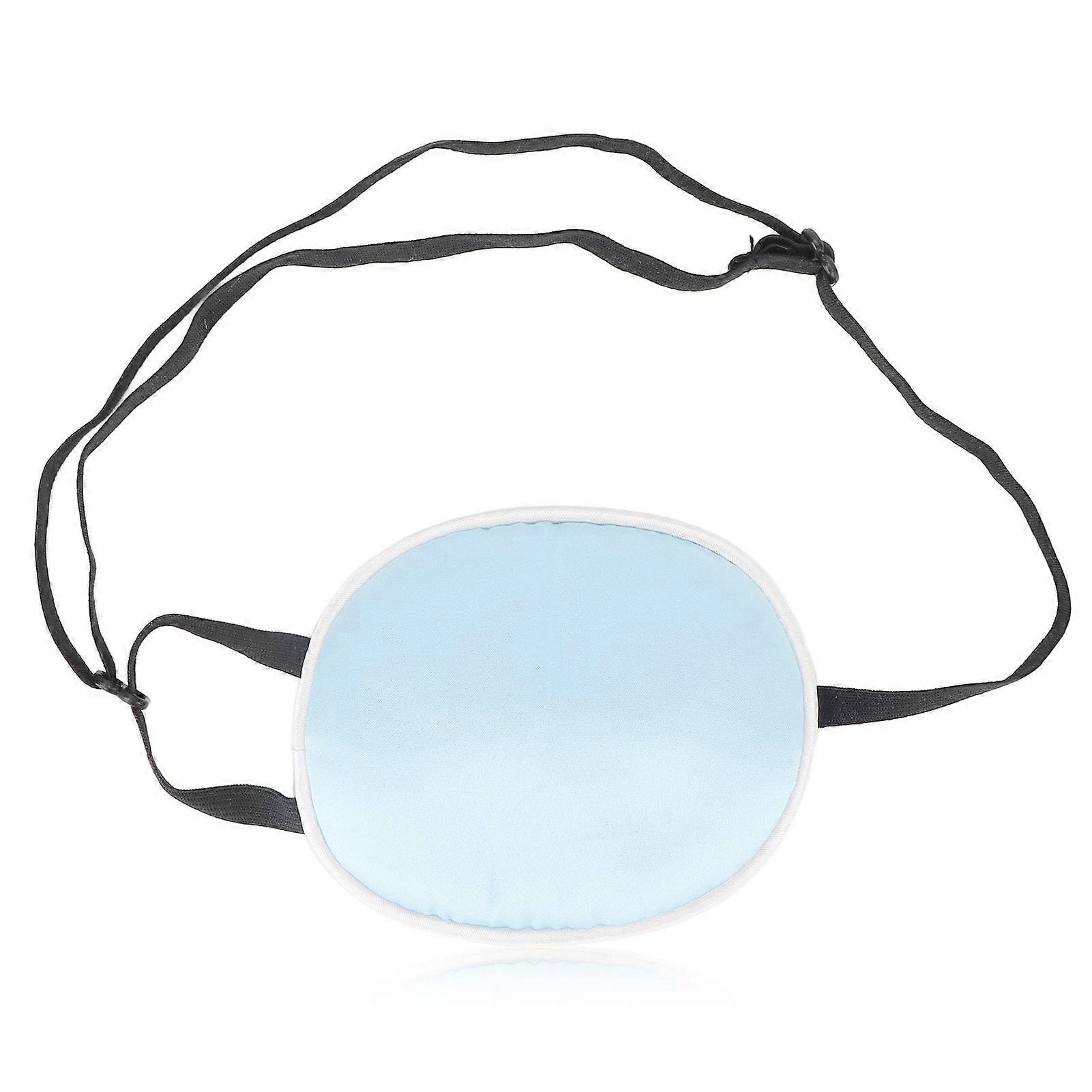 Amblyopia Eye Patch Silk Cotton Elastic Strap Full Cover Light Blocking Strabismus Eye Pad for AdultsBlue