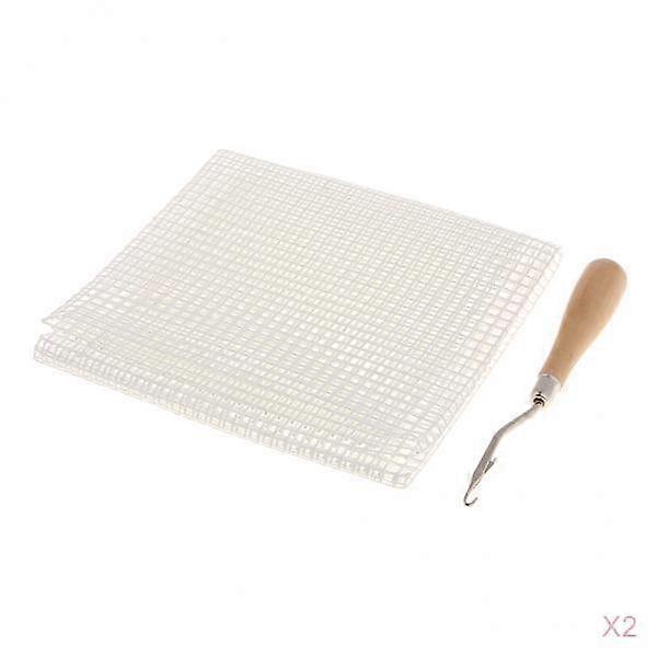 2x Latch Hook Teppich DIY Hooking Stricken, weißes Mesh